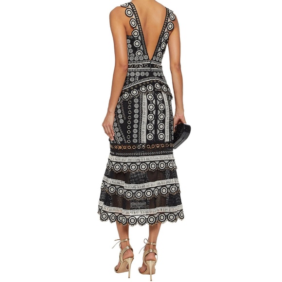 JONATHAN SIMKHAI Black Eyelet Macrame Midi Dress - Picture 4 of 8